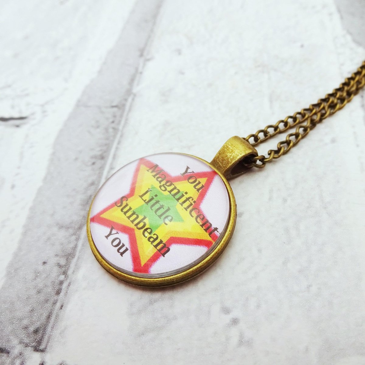 martisanne's tweet image. Magnificent little sunbeam necklace, psychedelic pendant, funny quote jewelry, funny birthday gift, coworker gift, rainbow star necklace, Q1 tuppu.net/2d9dd610 #EtsyTeamUnity #TMTinsta #RainbowStar