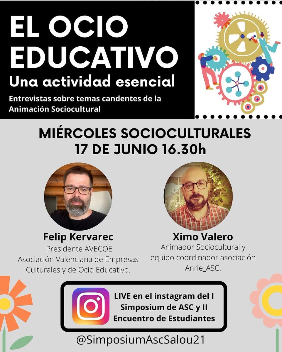 anrieasc's tweet photo. [Miércoles socioculturales]
👉🏽EL OCIO EDUCATIVO. Una actividad esencial.

#MiércolesSocioculturales #SimposiumASCSalou21 #AnimaciónSociocultural

📅 17 de junio - 16.30h en Instagram @SimposiumAscSalou https://t.co/MSgnMa4sby