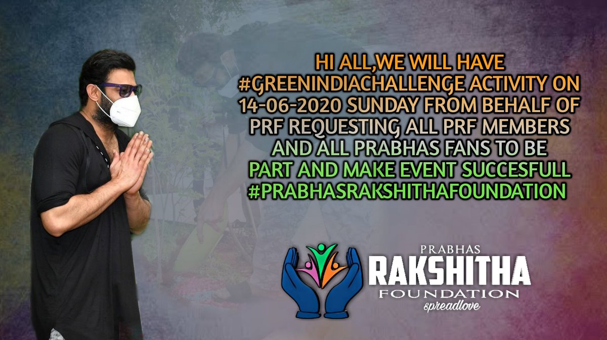 Requesting all #Prabhas fans To be part Of #Greenindiachallange As #Prabhas Garu Did Yesterday and make Event Succesfull  !! @TeamPRFOfficial
 #PrabhasRakshithaFoundation