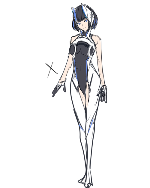 PS5擬人化しようとするがパーツをそのまま引用するとめちゃ素朴な形になってしまう五さんの没ラフ…目を引くような擬人化は難しいな… 