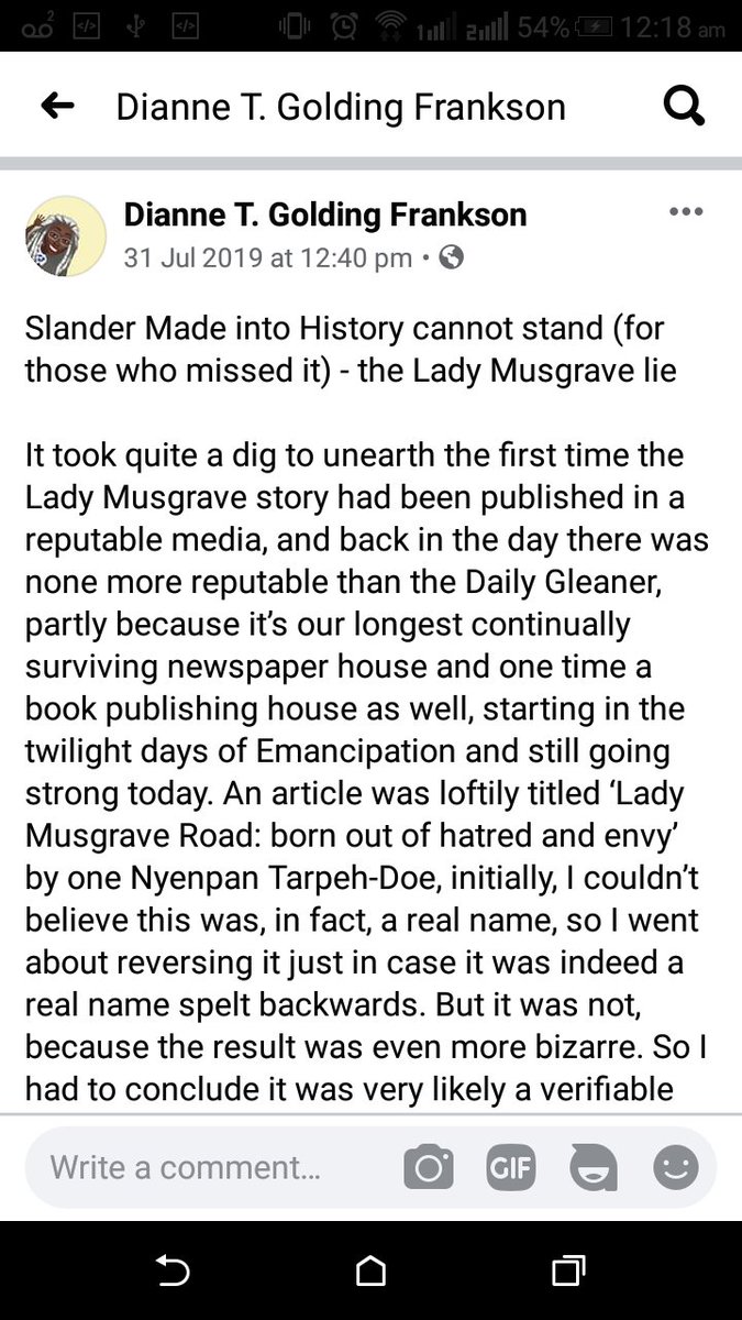 Blonde_tweeting's tweet photo. A new twist in the Lady Musgrave Story. I found this on FB and took screenshots. Have a read: 
#ladymusgrave #history #Jamaican #storytime #3sides to a #story https://t.co/2EM3tEgcrq