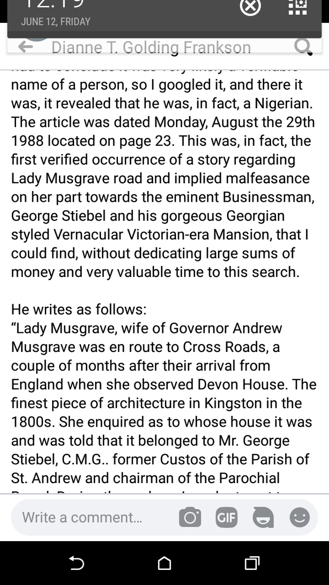 Blonde_tweeting's tweet photo. A new twist in the Lady Musgrave Story. I found this on FB and took screenshots. Have a read: 
#ladymusgrave #history #Jamaican #storytime #3sides to a #story https://t.co/2EM3tEgcrq