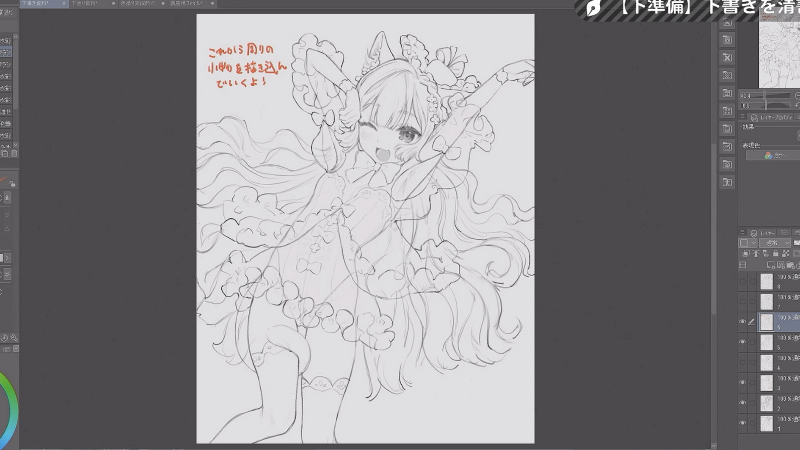 お絵かき講座パルミー メインキャラ線画のあとは 周りを埋めるように小物や猫ちゃんを配置しています Fwf T Co Hbhqaeiqvp お絵描き イラスト