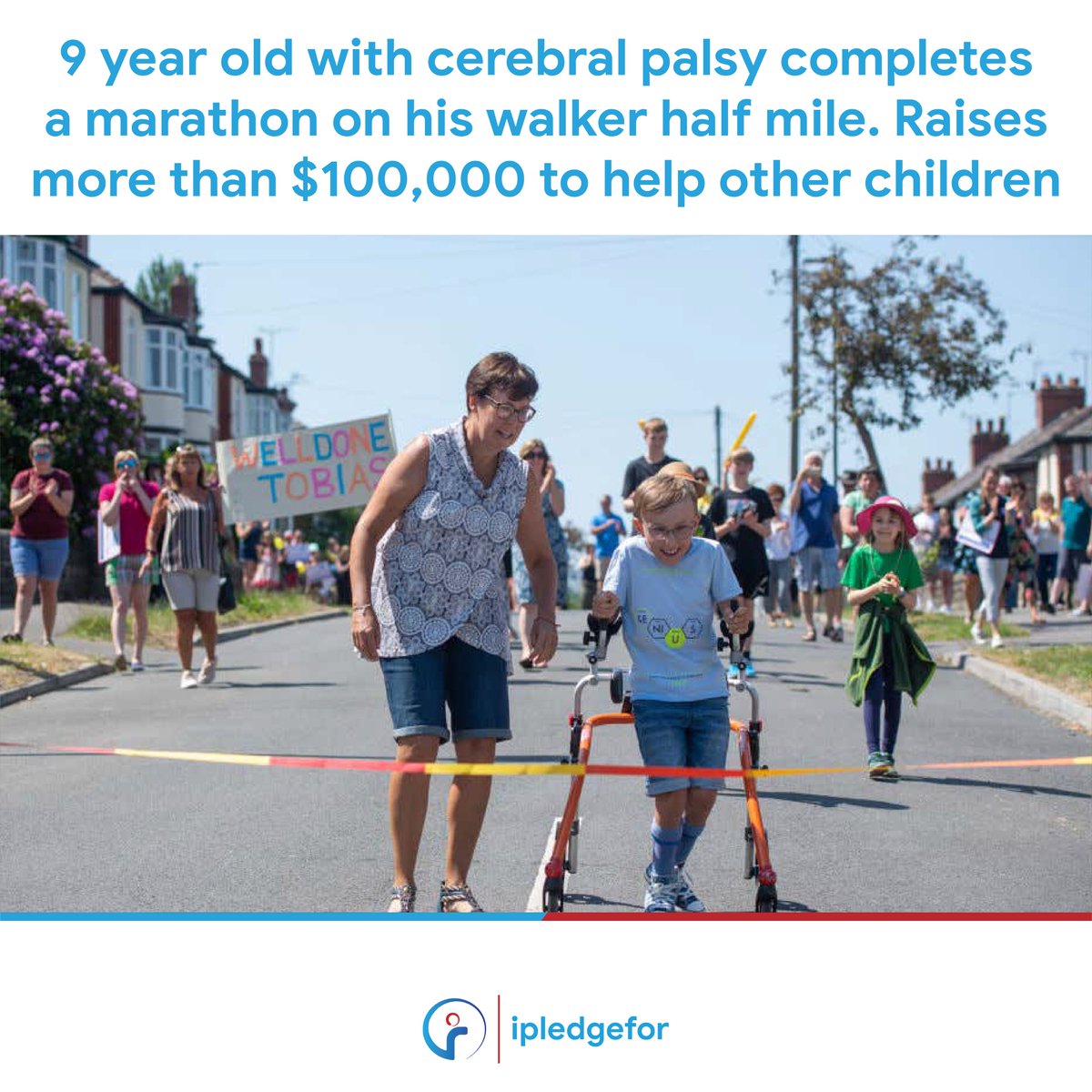 9 year old with cerebral palsy completes a marathon on his walker half a mile. Raises more than $100,000 to help other children
.
.
.
.
.
#kidsareourfuture #cerebralpalsy #cerebralpalsyawareness #walkers #walker #onestepatatime #marathoner #marathonfinisher #raisingmoney