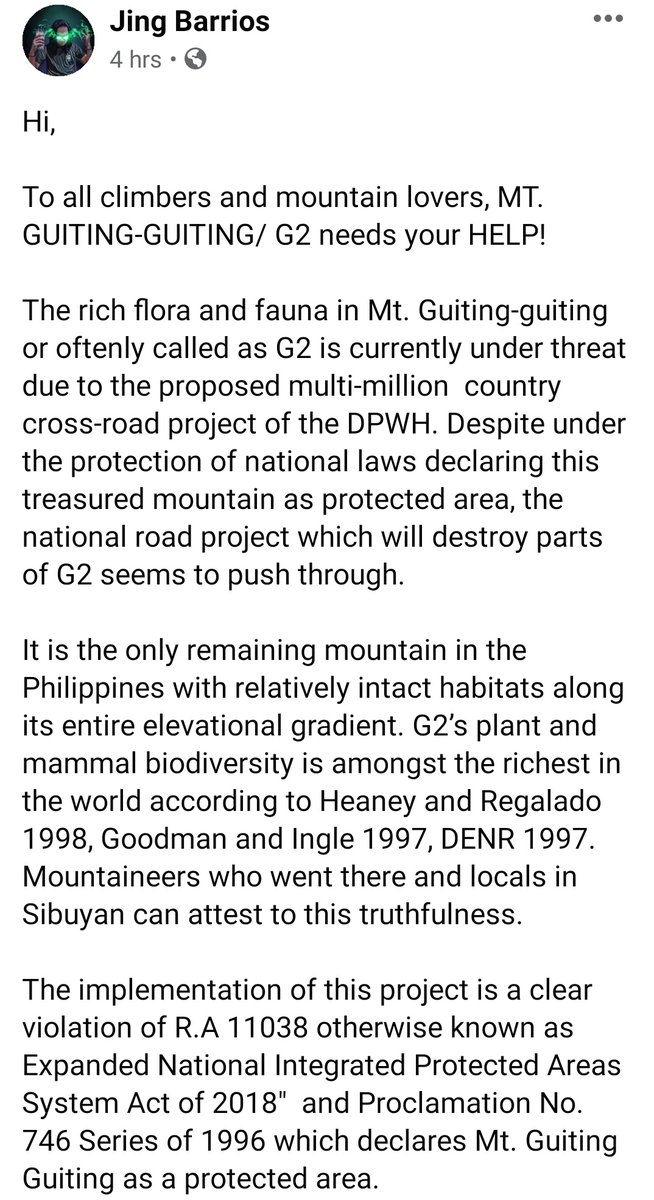 TrimmocAdDU's tweet photo. Calling all nature lovers! Mt. Guiting-Guiting, or aka Mt. G2, is currently under a road construction threat and we need your help! Read about the case below, sign the petition, and share this with the hashtags #ProtectG2 #ProtectMtGuitingGuiting π https://t.co/DjnTnHHSUh