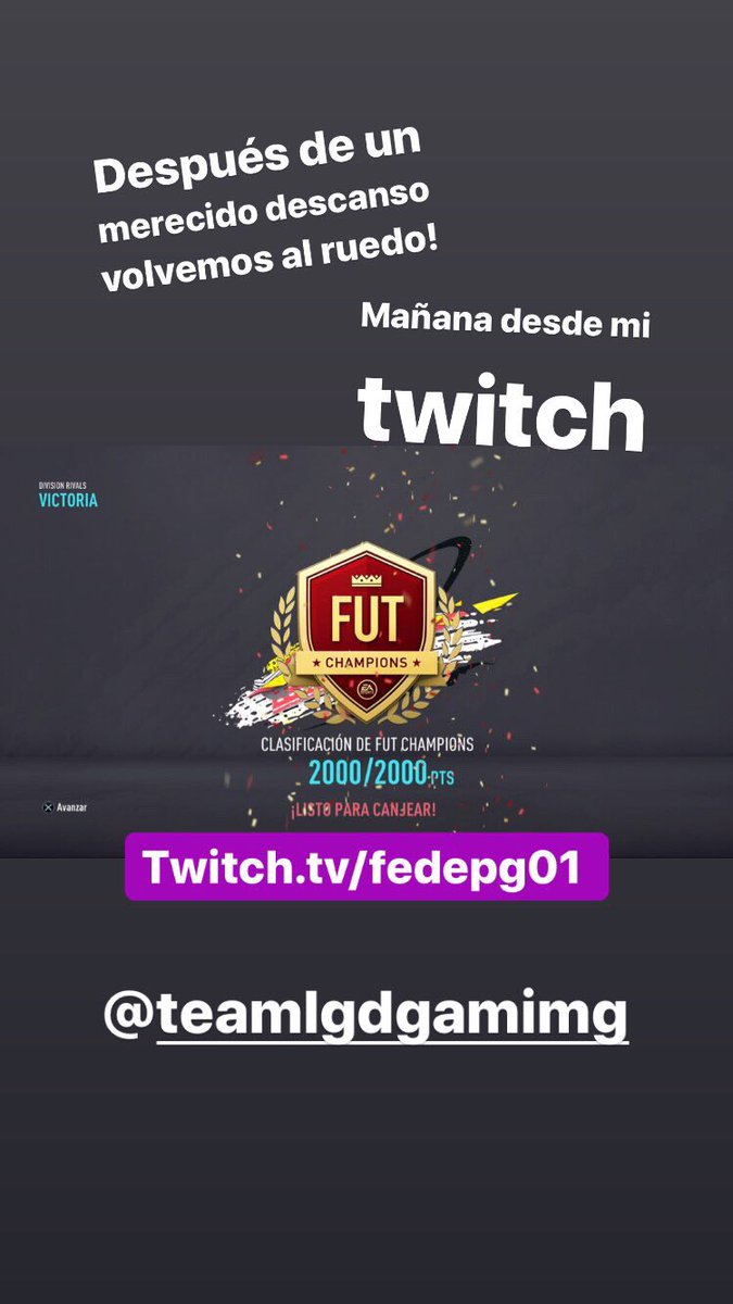 teamLGDgaming's tweet photo. Fede vuelve a su casa! 
Después de tomarse unos días @FGonzi10 volvió a clasificarse para el #FUTChampions y así se mostró feliz en sus redes sociales.
Mucha suerte Fede! https://t.co/nx6Qwb66hV