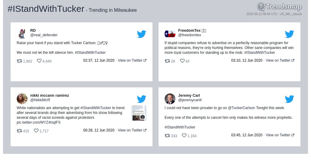 TrendsMilwaukee's tweet photo. #istandwithtucker is now trending in #Milwaukee

https://t.co/1KnxxubpwN https://t.co/HFvTd8TV3t