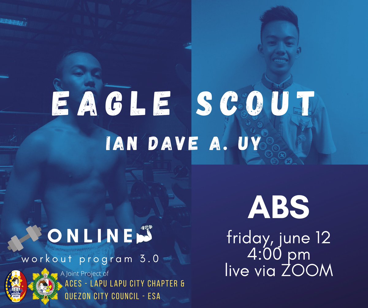 qceaglescout's tweet image. FOURTH DAY OF ONLINE WORKOUT 3.0

Don’t skip workout day with Eagle Scout Ian Dave Uy of ACES - Lapu-Lapu City Chapter doing the Abs Workout! 🏋🏻‍♂️💪🏋🏻‍♂️💪

#OnlineWorkoutProgram 
#ACESLLCC #QCCESA ⚜️🦅