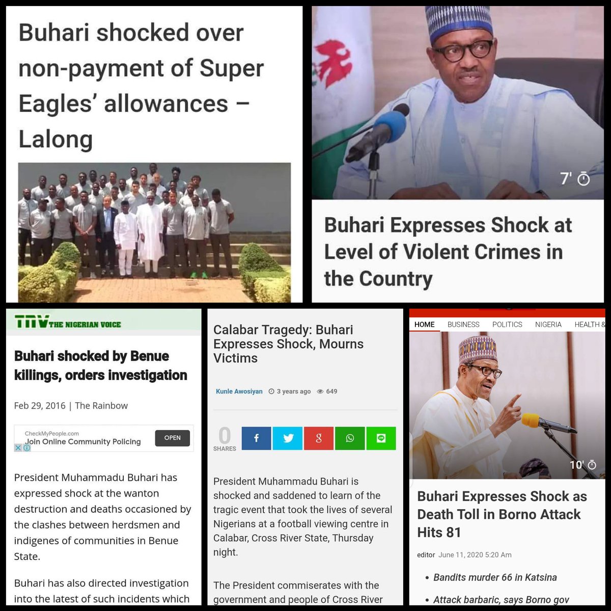 Buhari is not a preacher of shock. He is the SHOCK, HE IS THE LIFELESS !!!!!

#NorthernLivesMatter #BUHARIHasFailed #DemocracyDay