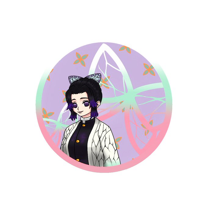まいたけさんがTwitterに投稿した胡蝶しのぶ(鬼滅の刃)のイラスト。