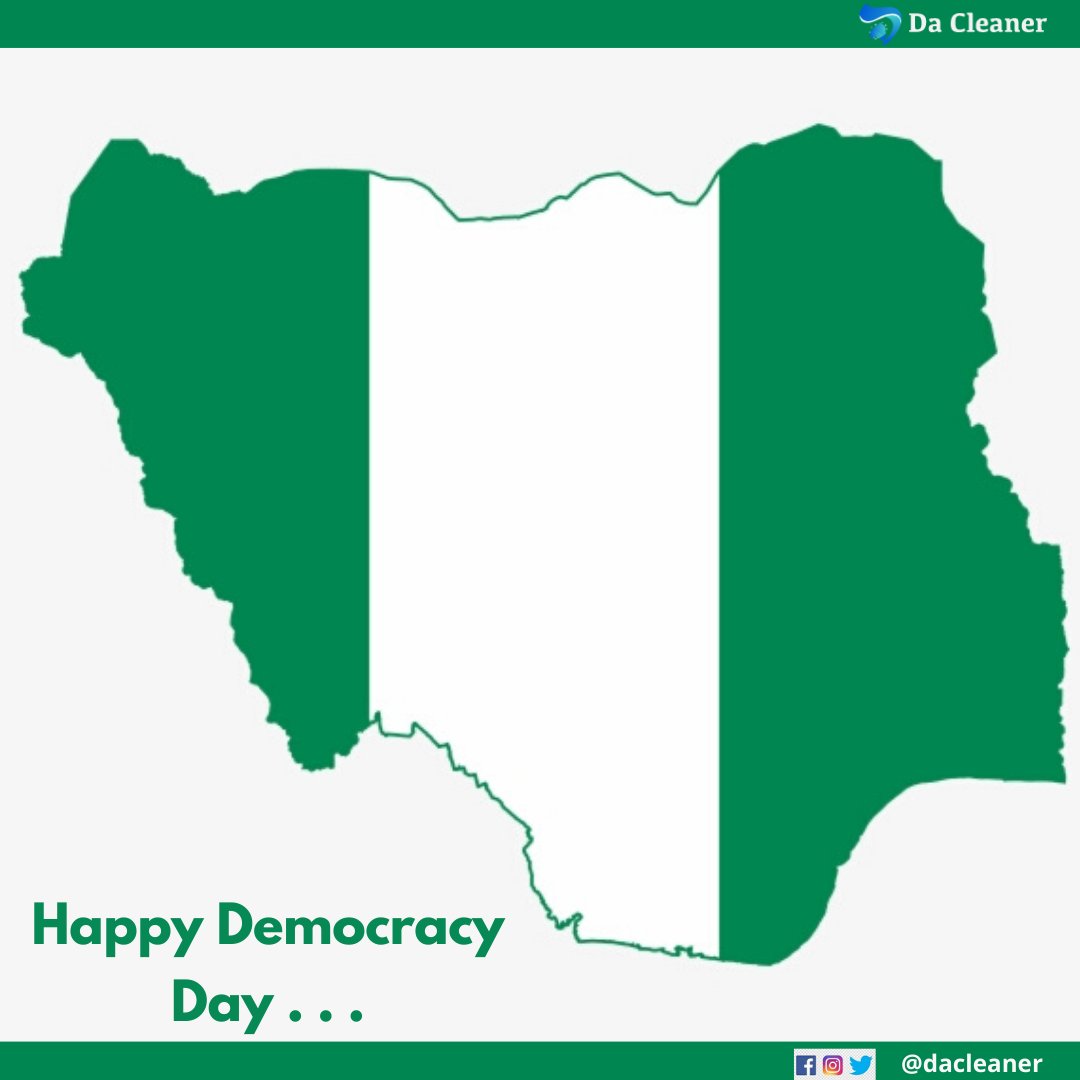 Dacleaners's tweet photo. Happy democracy day Nigeria
DM/CALL 07064258240 or 09038652894 to book our services. #june12020 #june12th #democracyday #nigeria #dacleaner #janitorialservice #fumigation #postconstructioncleaning #homecleaningservice #floorrestoration #deepcleaning #commercialcleaning #cleaners https://t.co/UKHjF76673