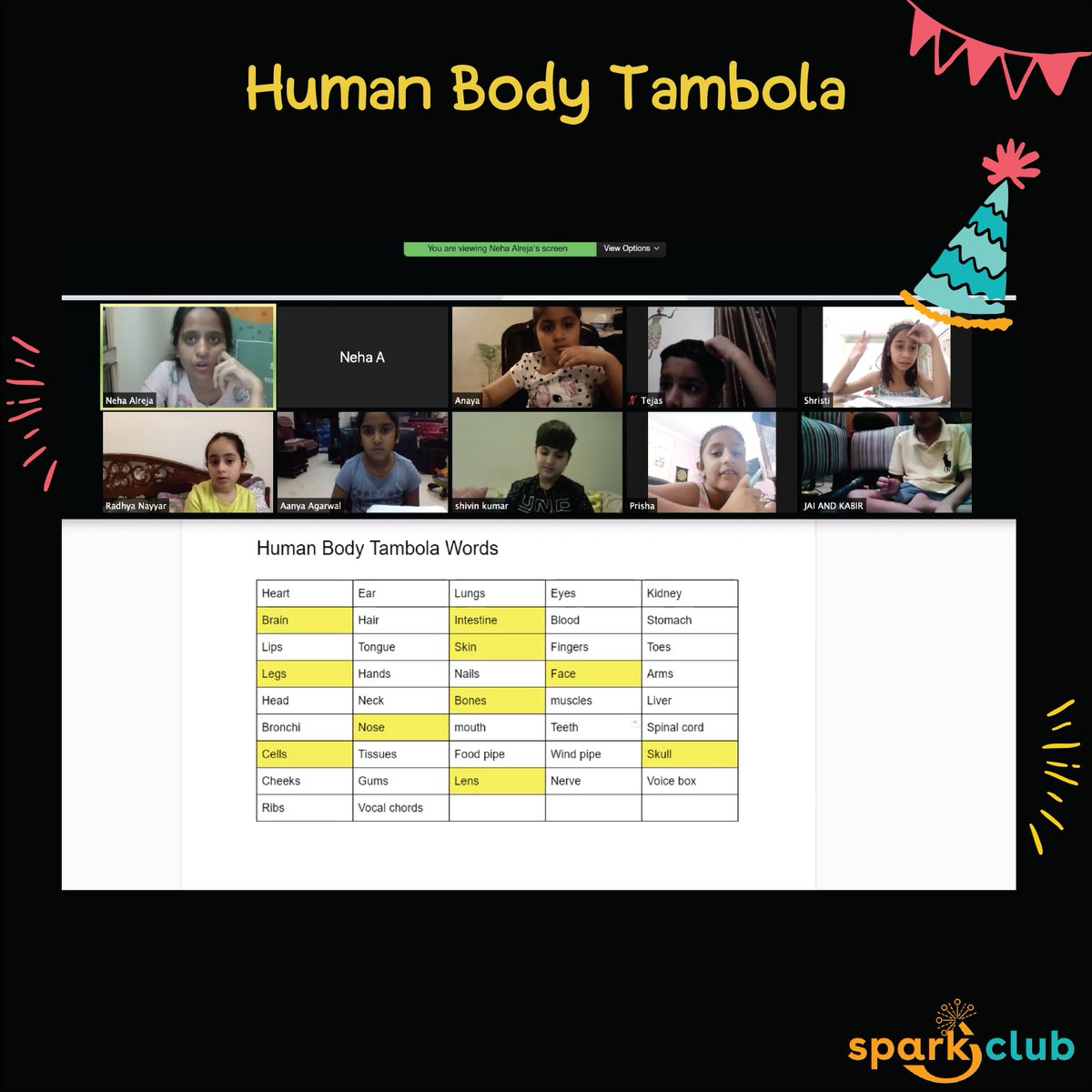 Our Human Body Tambola layout ! The stress and excitement on the faces of the kids were just amazing.

 #stemeducation #stemeducationindia #stemeducationforkids #science #learning #children #sneakpeek #stemworkshop #humanbody #tambola #onlinescience #sciencegames
