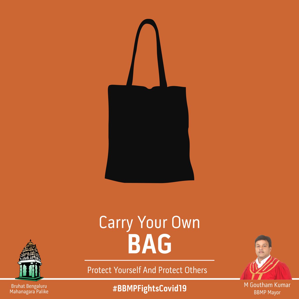 GBA_office's tweet photo. According to doctors & experts, the #CoronaVirus can remain viable for hours to days on surfaces made from a variety of materials. Reusable bag could be a carrier. Make sure you #CarryYourOwn BAG!
#BBMPFightsCovid19
#KarnatakaFightsCorona https://t.co/3PfnFwWXFc