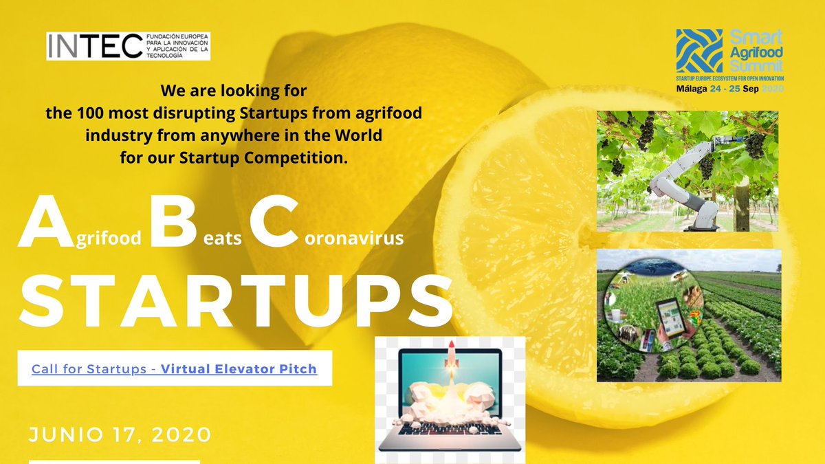Juanfradelgado's tweet photo. #Buenosdias #Felizfinde 🎥📺 📱#ABCStartups Buscamos 10 #Startups de la cadena agroalimentaria 📱📺🎥We are looking the 10 most disrupting Startups from agrifood industry #AgrifoodBeatsCoronavirus Apply Startups here https://t.co/jQvdTRFryZ https://t.co/WvdOVcYpd1 https://t.co/J7eWtXiZyA