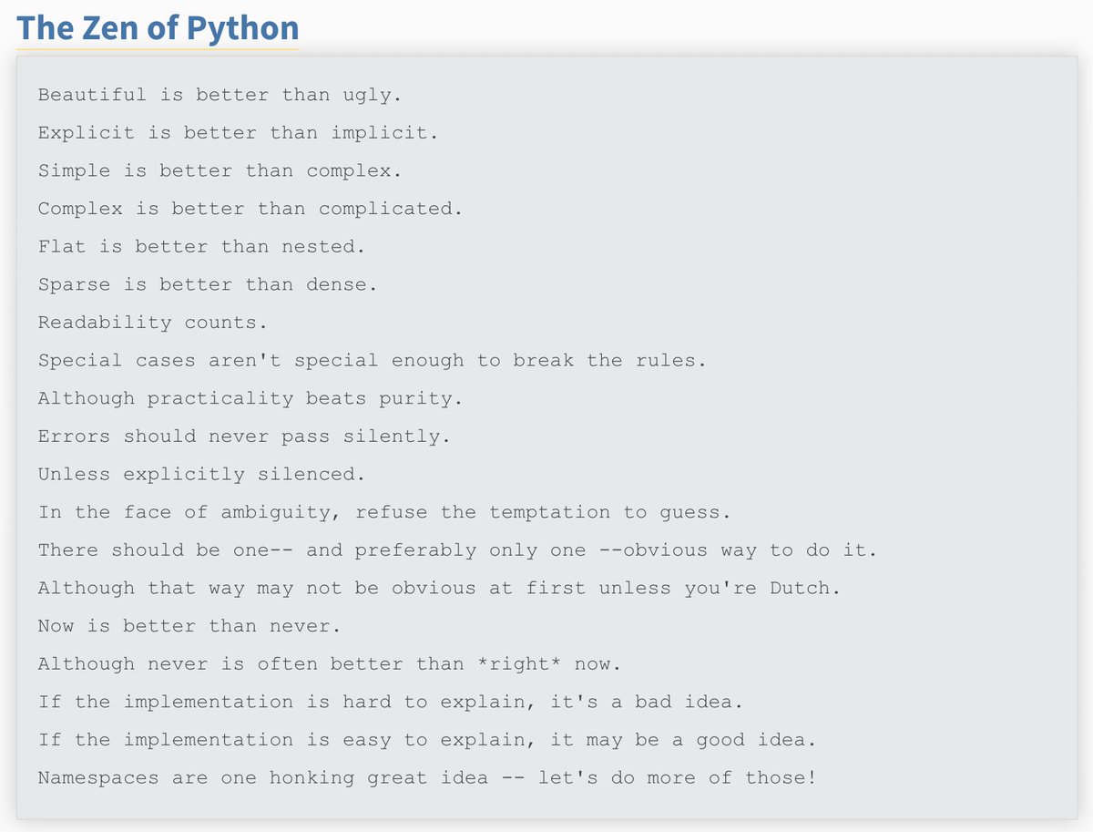 mgarguerr's tweet photo. I like this 👉 The Zen of Python (extracted from https://t.co/6Zb0QFtTeA) https://t.co/rmFvs4cMWa