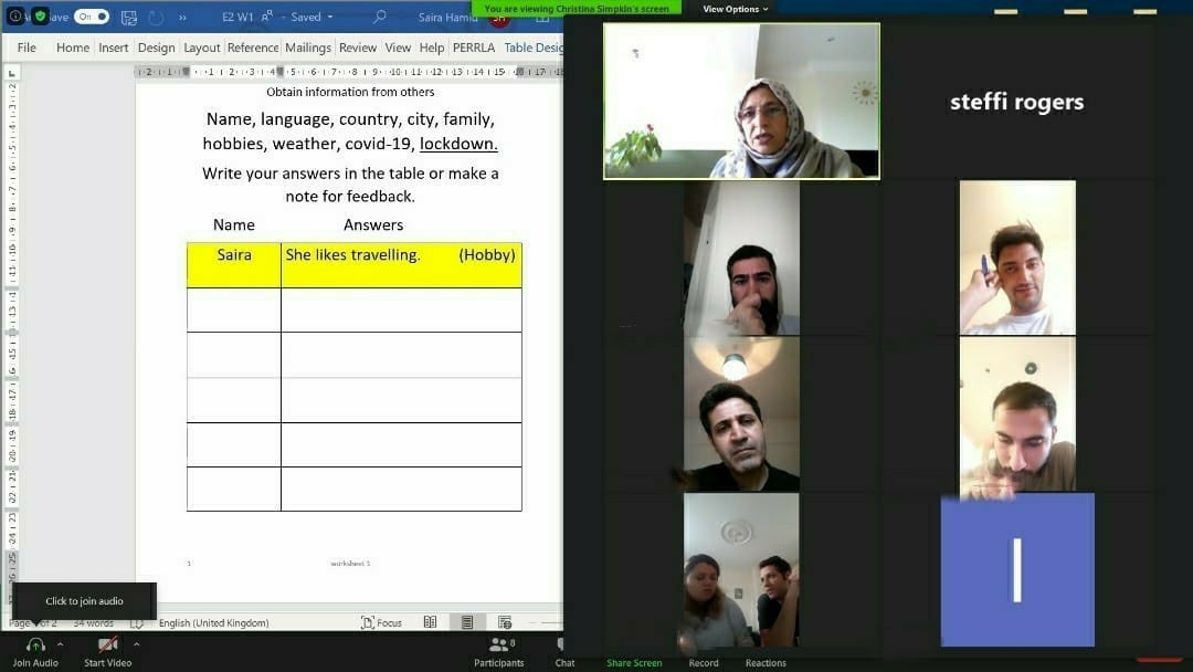 rogers_steffi's tweet photo. Our ESOL Zoom classrooms led by our Qualified Tutor Saira are off to a wonderful start! Pre Entry up to Entry 3 , if you have anyone who is interested just get in touch on here or via our website - Third Sector Leaders @tslkirklees 
@kirkleeswelcome @ChristinaSimpk6 https://t.co/aKu8Tph82P
