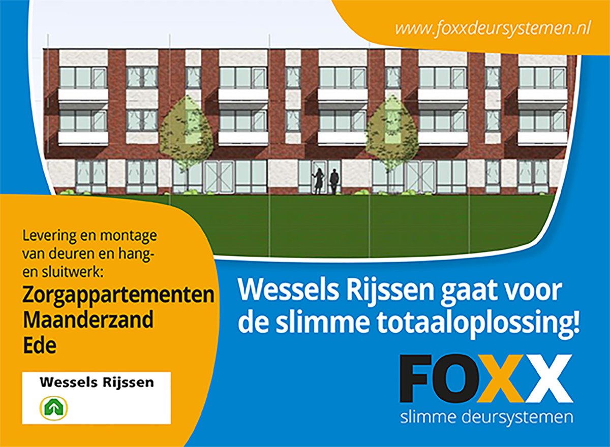 Voor het project: 54 zorgappartementen Maanderzand in #Ede ging <a href="/WesselsRijssen/">Wessels Rijssen</a> voor de slimste oplossing: de levering en montage van deuren en hang- en sluitwerk via Foxx! #slim #deuren #hangensluitwerk