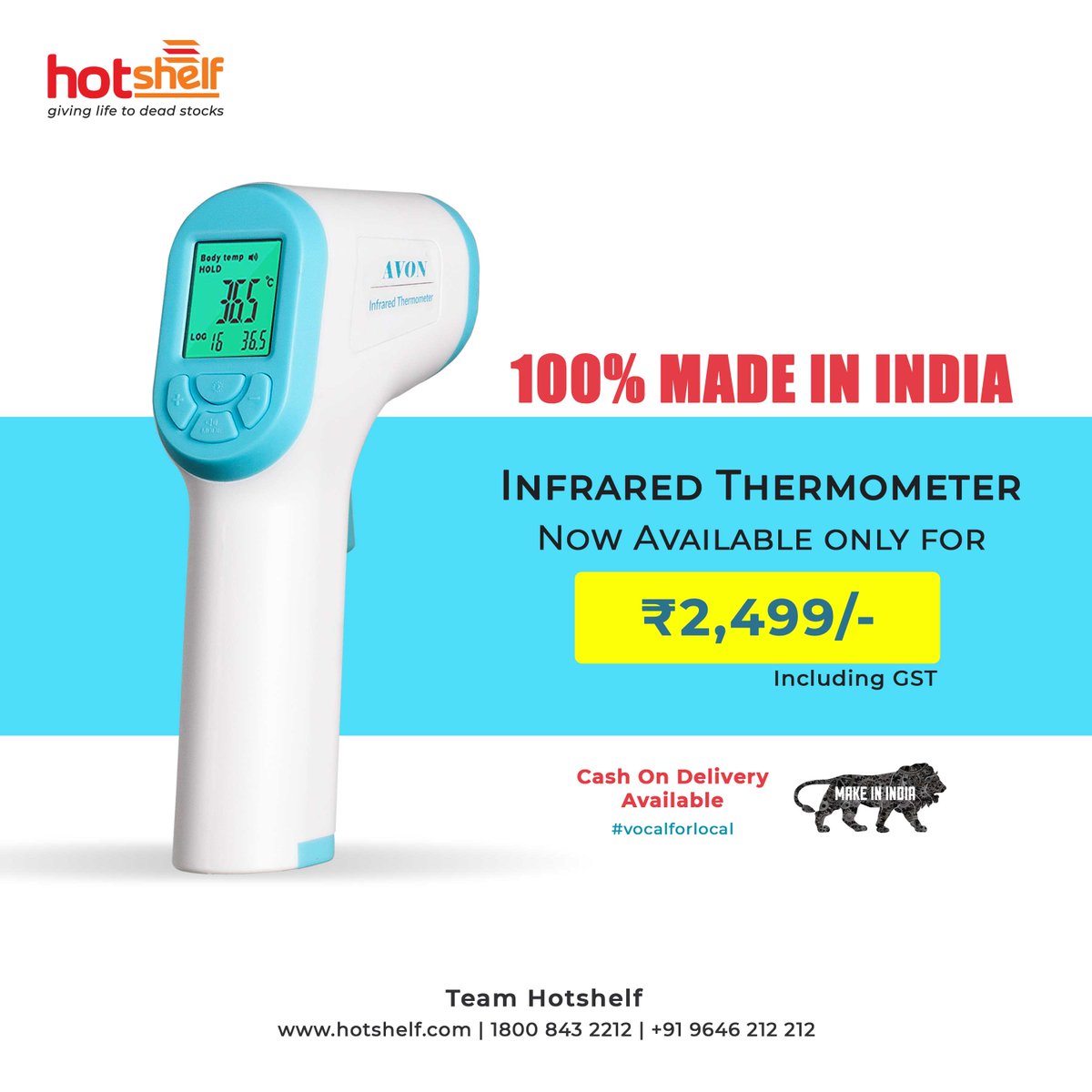 hotshelfindia's tweet photo. 100% Made in India Forehead Infrared Thermometer @ ₹2,499
Easy to use non-contact thermometer with 1 year warranty

https://t.co/PopfRIM79o

Call @+91 9646 212 212 | 1800 843 2212 (Toll Free) for more information.

#infraredthermometer #corona #vocalforlocal #MadeInIndia https://t.co/odTGe17hmn