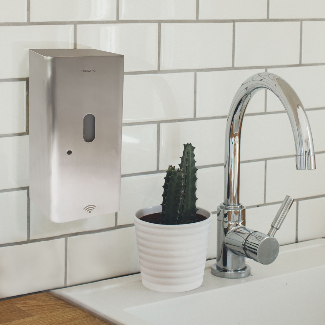 Allgood_ltd's tweet photo. A #COVID19 secure workplace does not mean sacrificing style - introducing the 2450 Modric electronic sanitiser dispenser. Hand finished in premium 316 stainless steel, fully contactless and easily installed. With a two-year warranty, it is designed to perform beautifully. https://t.co/f1IPDA8RZr