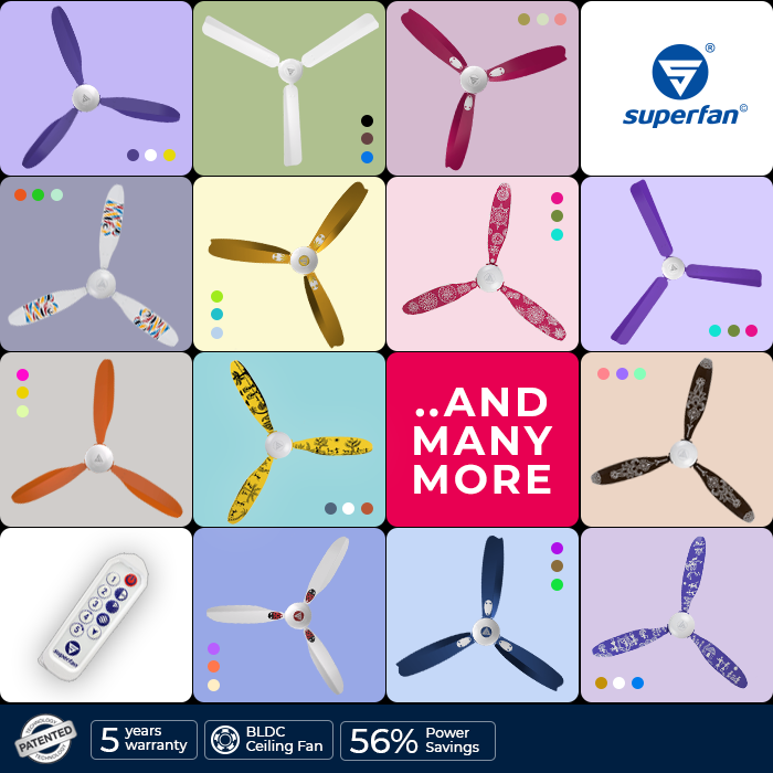 Superfan4u's tweet photo. Choose from 10+ colors and unique designer blades. Decorate in style with Superfan. Select your color here @ https://t.co/yAhbelh7gi
#colours #funcolour #attractivecolors #colors #funcolors #bldcfans #ceilingfan #superfan #bldcceilingfans #bldc #fanblades https://t.co/ejRwpbNlsh