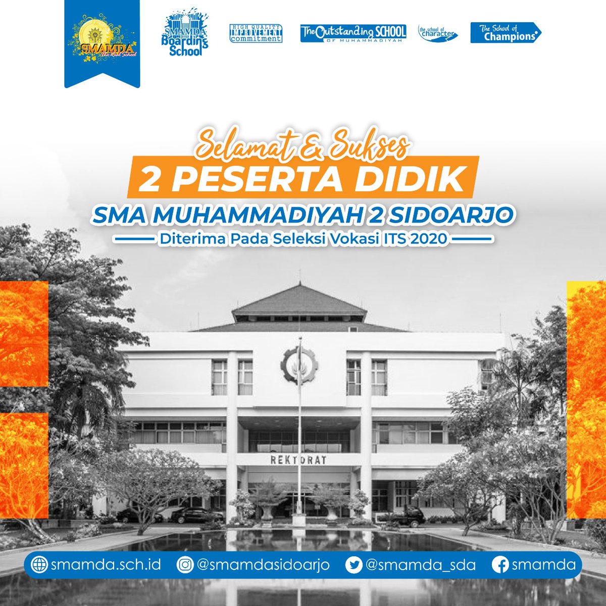 smamdasidoarjo's tweet photo. Selamat kepada 2 perserta didik Smamda telah diterima pada seleksi vokasi ITS 2020
.
#HanyadiSMAMDA #SMAMDA #SMAMDASidoarjo #SMAMuhammadiyah2Sidoarjo #SMARujukan #sekolahmuhammadiyah #muhammadiyah https://t.co/B8kqKpWBgr