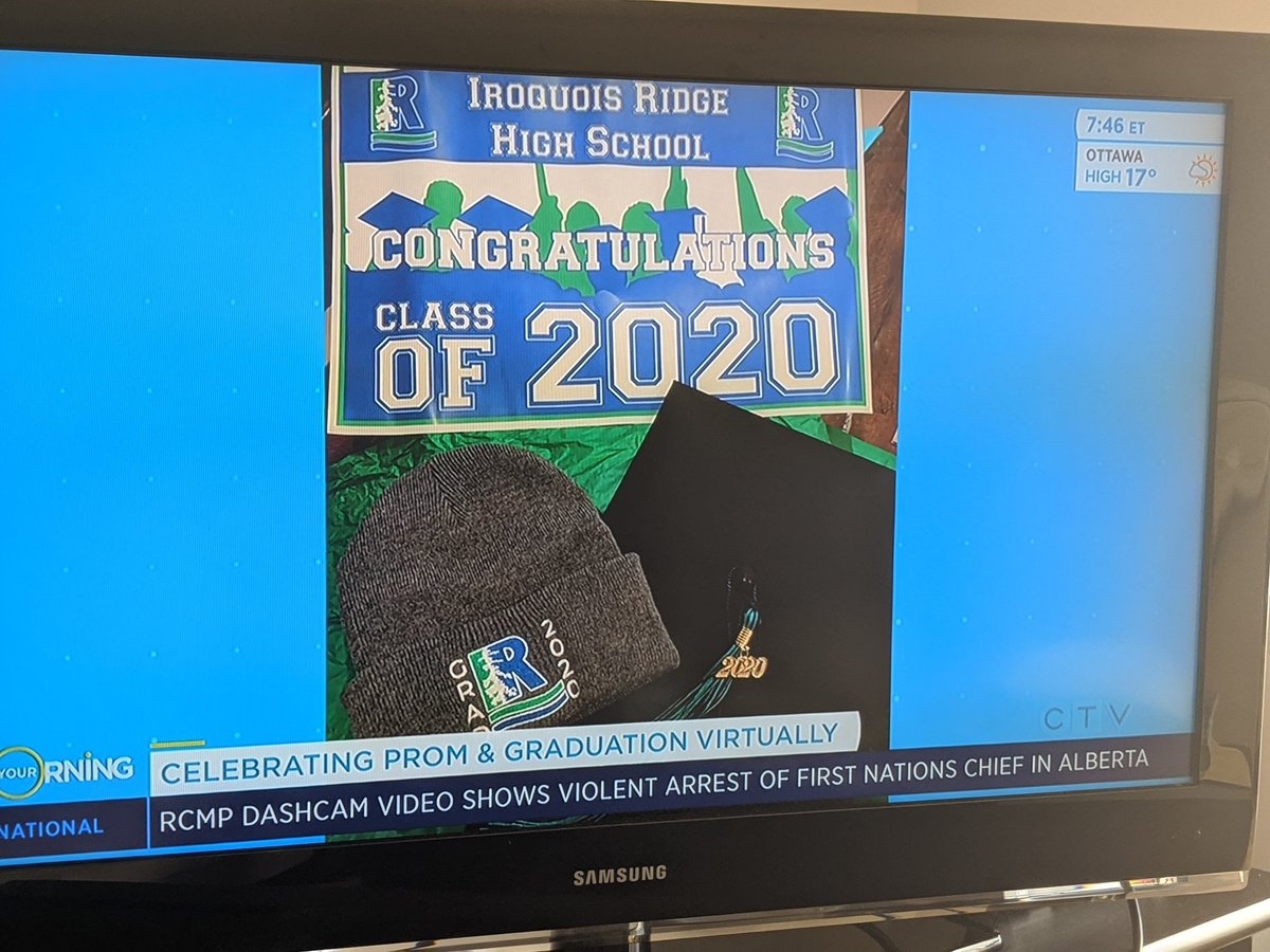 MsBriggsMath's tweet photo. @irhs1 Grad representing @HaltonDSB on @YourMorning.  She shares what it's like to graduate during a pandemic and to attend @hdsbvirtualprom !!!  @Super_Halton https://t.co/ytGBqhP0fH