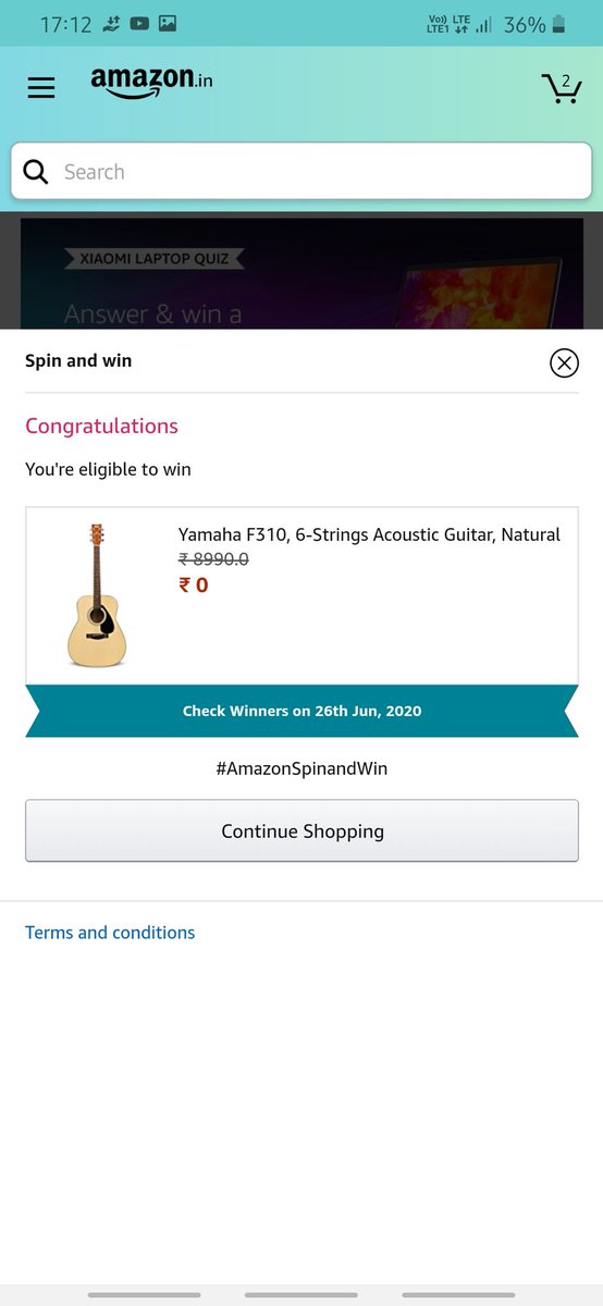 DevadigaAdithya's tweet photo. #AmazonSpinAndWheel
Iam eligible to this
@amazon
@amazonIN https://t.co/1s0mvzsRbk