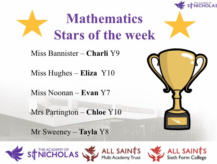 MathsAtStNicholas (@stnicksmaths) on Twitter photo Phenomenal Fridays! It’s getting harder to pick the best of the week as so many detailed pieces of work have been submitted by our students. Well done to all our shining stars for impressing your teacher the most this week 🥇#PBNE <a href="/ACADEMYSTNICKS/">St. Nicholas</a> Phenomenal Fridays! It’s getting harder to pick the best of the week as so many detailed pieces of work have been submitted by our students. Well done to all our shining stars for impressing your teacher the most this week 🥇#PBNE <a href="/ACADEMYSTNICKS/">St. Nicholas</a>