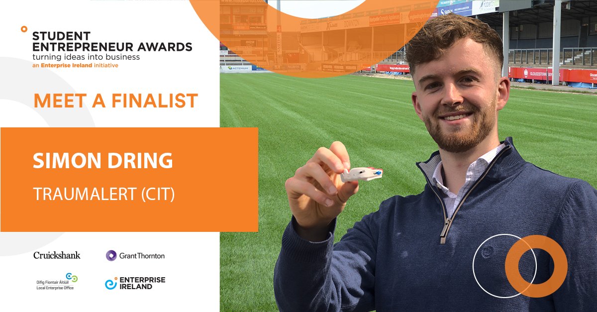 Simon Dring from @CIT wins the 'Grant Thornton High Achieving Merit Award' for his device which aims to improve concussion awareness and player safety at all levels. Watch the rest of the awards here: studententrepreneurawards.com/home-livestrea… #studententrepreneurawards <a href="/GrantThorntonIE/">Grant Thornton Ire</a>