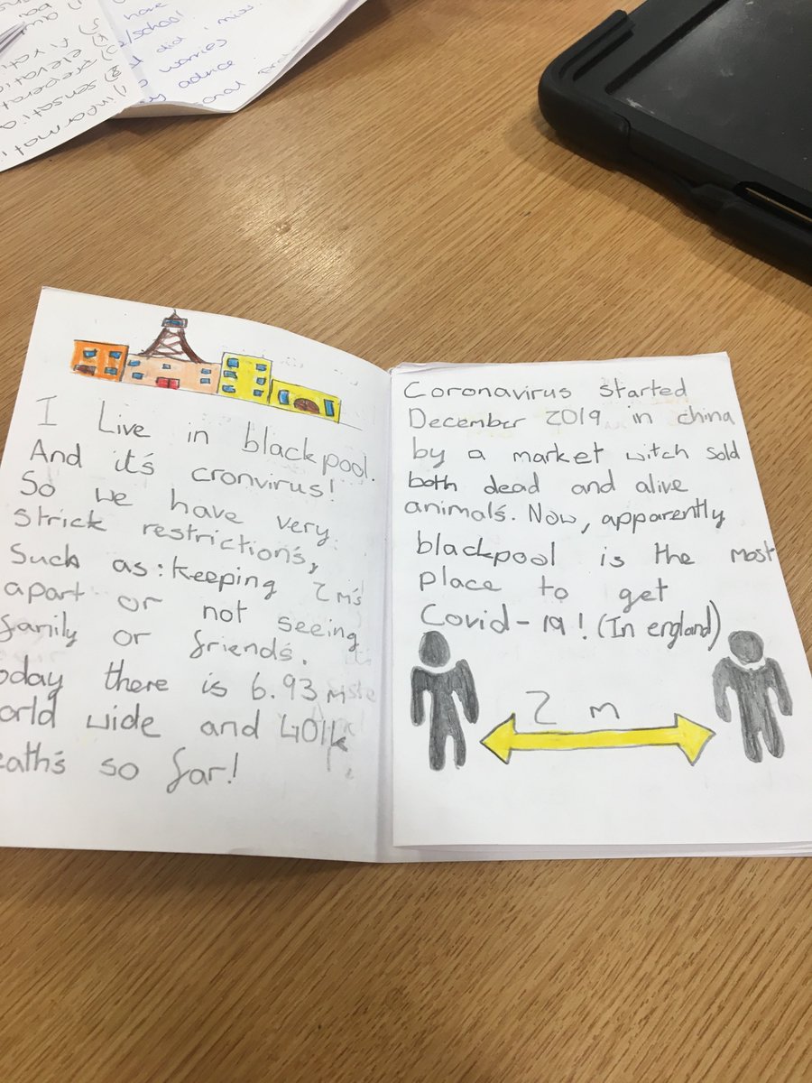 RPAschool's tweet photo. The children created a Covid journal to document the children’s thoughts and understanding of the virus, these booklets were turned into a timeline of events which the children drew and painted them #Roseacre  #COVID19 #returntoschool https://t.co/nieUiIRLLF