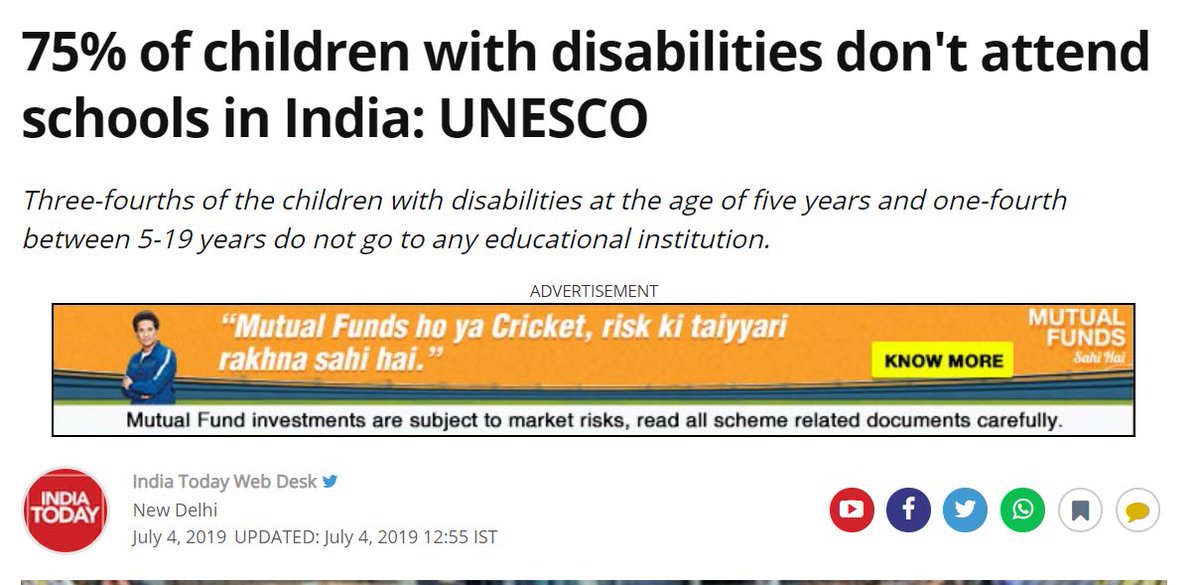 It's true 75% of disabled children never attend school in India BUT at age FIVE. the 75% figure is alarming, it makes your eyes widen and want to take action - but it obscures the problem.