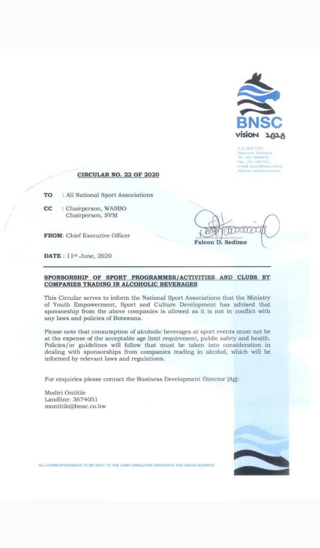 Associations n Federations can now ask for sponsorship from Companies Trading in Alcoholic Beverages