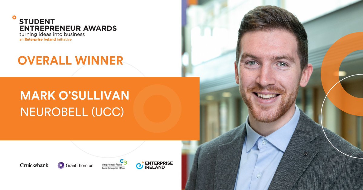 Medical device for the early detection of brain injuries in newborns scoops the top prize at @Entirl’s Student Entrepreneur Awards 2020. 
Congratulations to @markosullivann from @UCC and all the award winners from today’s virtual final. 
#studententrepreneurawards