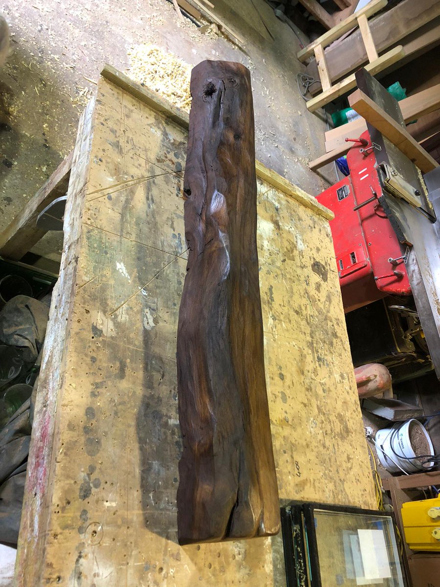 dalesfarmer's tweet photo. This, is a peice of old oak beam, before and after being cleaned up. Can't put an exact date on it, but due to the fact it has been chopped with an axe rather than sawn, could be around 400 years old! Barn stored and soon to be fitted above my fireplace! #reclaimedoak https://t.co/latHgfhRRX