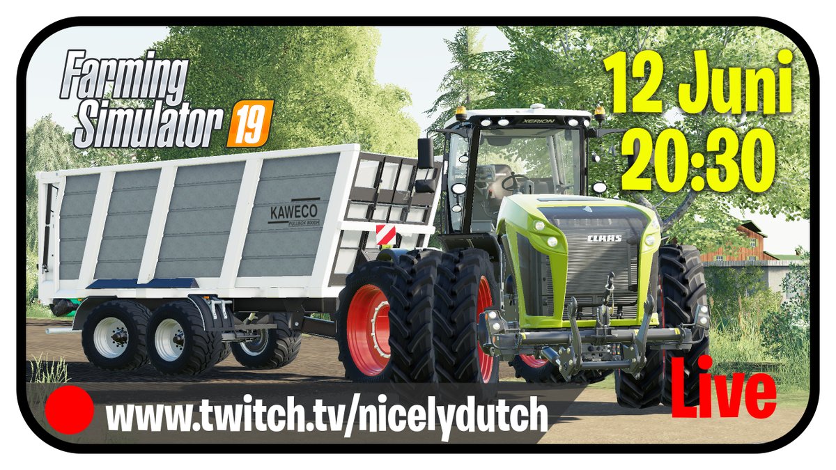 Yes Farming! Vanavond 12 Juni 20:30uur
Even samen boertje spelen! Samen met
<a href="/BlokkieGames/">Lars Blokhuis</a> Kijk mee op twitch.tv/nicelydutch We hebben een gast!
Ik hoop ook jou vanavond te zien in de chat. We gaan er weer een gezellige boel van maken. #boeren #boer #Farming #maaien #silage