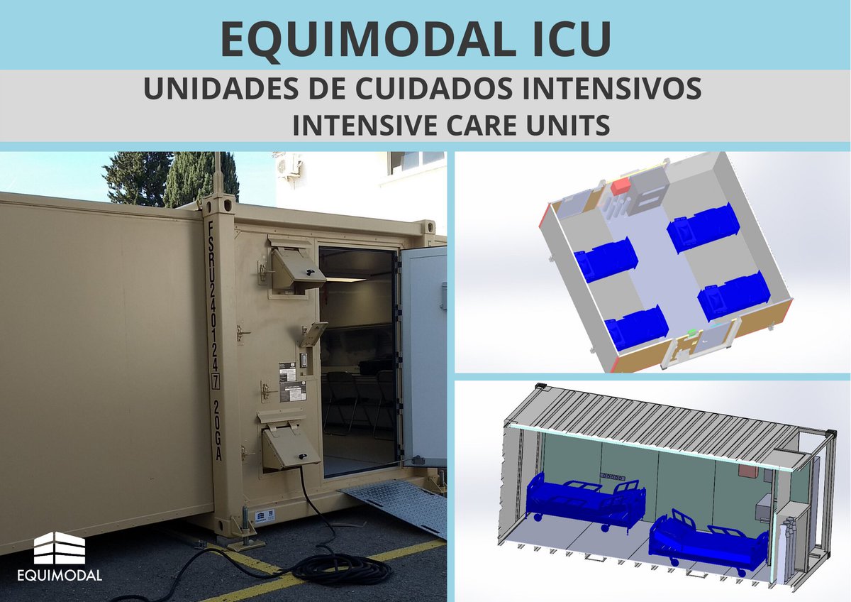Equimodal_'s tweet photo. We continue to innovate:
Based on our experience in containerized field hospital modules, we have developed three different intensive care solutions adapted to each environment.
Configurable and modular, "Plug and Play" solutions.
#Equimodal #ExExE #EngineeredLeadership https://t.co/ZoQY8Q5jeX