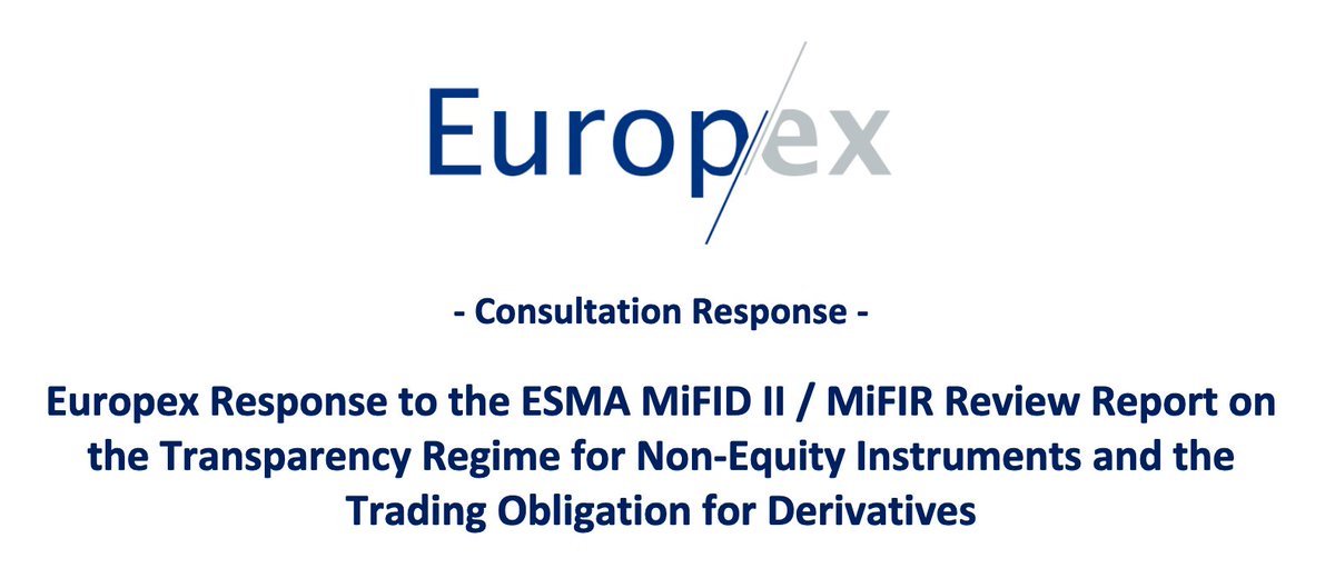 Europex_energy's tweet photo. The #MiFIR #pretrade #transparency regime for non-equity instruments, incl. energy commodity derivatives, needs urgent reform. Here our 17-page response to the @ESMAComms consultation on the topic: https://t.co/Avl9bP4Qyl @EU_Finance @EFET_Europe @FESEBrussels @FIAconnect @ISDA https://t.co/XaRao2VihE