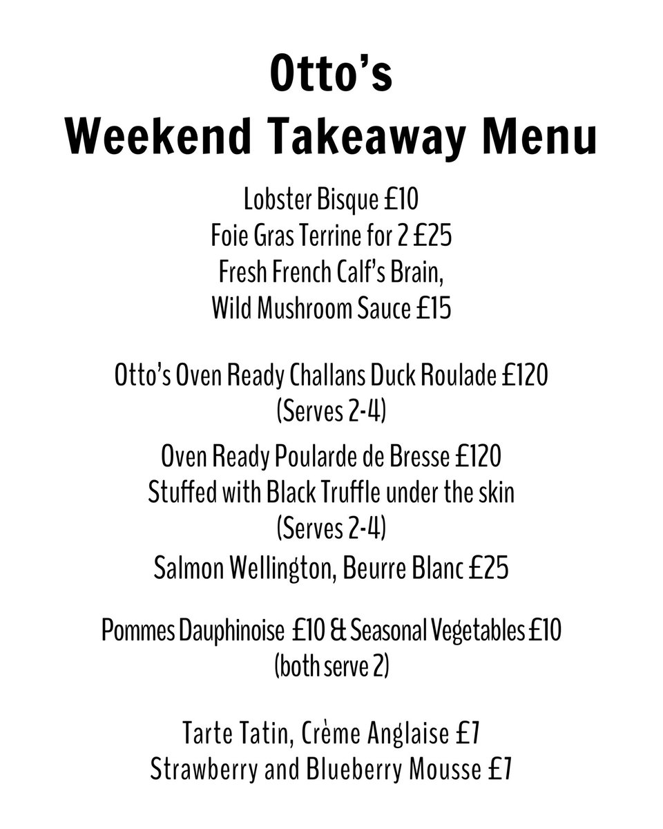 *All profits go to Virtual School in conjunction with our Hammersmith &amp; Fulham Council enterprise 

Food can Picked up from
Friday 12th June 12pm - 3pm
Saturday 13th June 10am - 1pm

Pre-order only – limited availability

Email: elin@ottos-restaurant.com
or 020 7713 0107