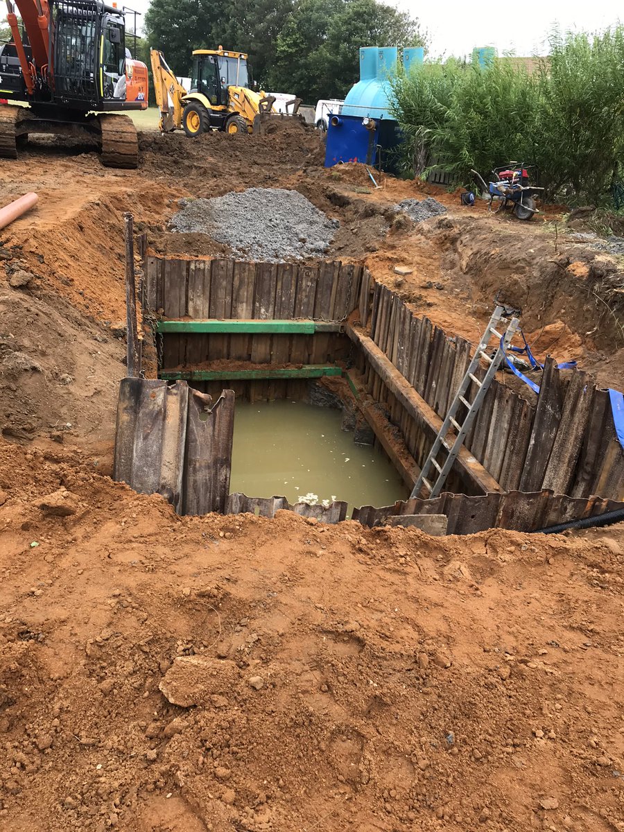 The water inside is 1.5m deep and being pumped out then the large tank will go in.