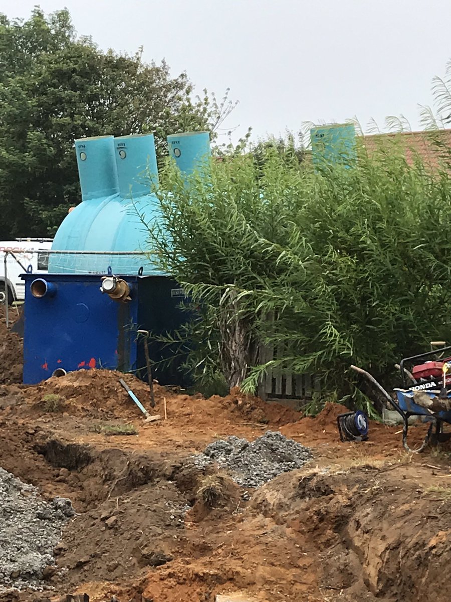 The children think the tank looks like a submarine. They are enjoying luxury toilets at the moment with lights and music in them!