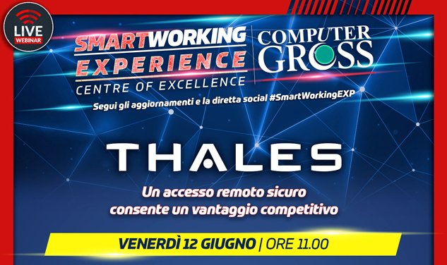 Continuano i #webinar di <a href="/ComputerGross/">Computer Gross</a> all'interno di #SmartWorkingEXP. 
Prossimo appuntamento alle 11 con <a href="/thales/">Thales</a> che parlerà di come rendere l'accesso remoto un vantaggio competitivo e tanto altro. 
Puoi ancora partecipare. 
Iscriviti qui: 
bit.ly/SWEXP_Thales
#ad #tech