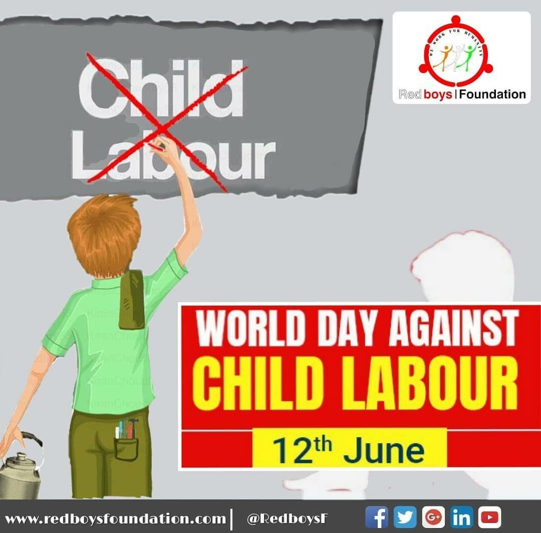 Today's children are the future of tomorrow's nation. why we are putting our nation at risk by hiring kids as labours?
@RedboysF
Let's pledge on this #WorldDayAgainstChildLabour to get education & save their lives.
#WorldDayAgainstChildLabour2020 #childlabour