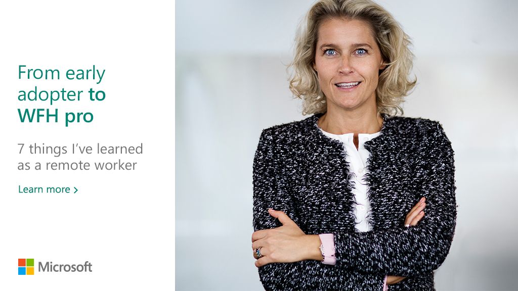 Werk je nog steeds vanop afstand? Microsoft's Marianne Dahl, werkt al 15 jaar van thuis uit en deelt vandaag de 7 belangrijkste zaken die ze onderweg heeft geleerd.

msft.it/6014TYES8