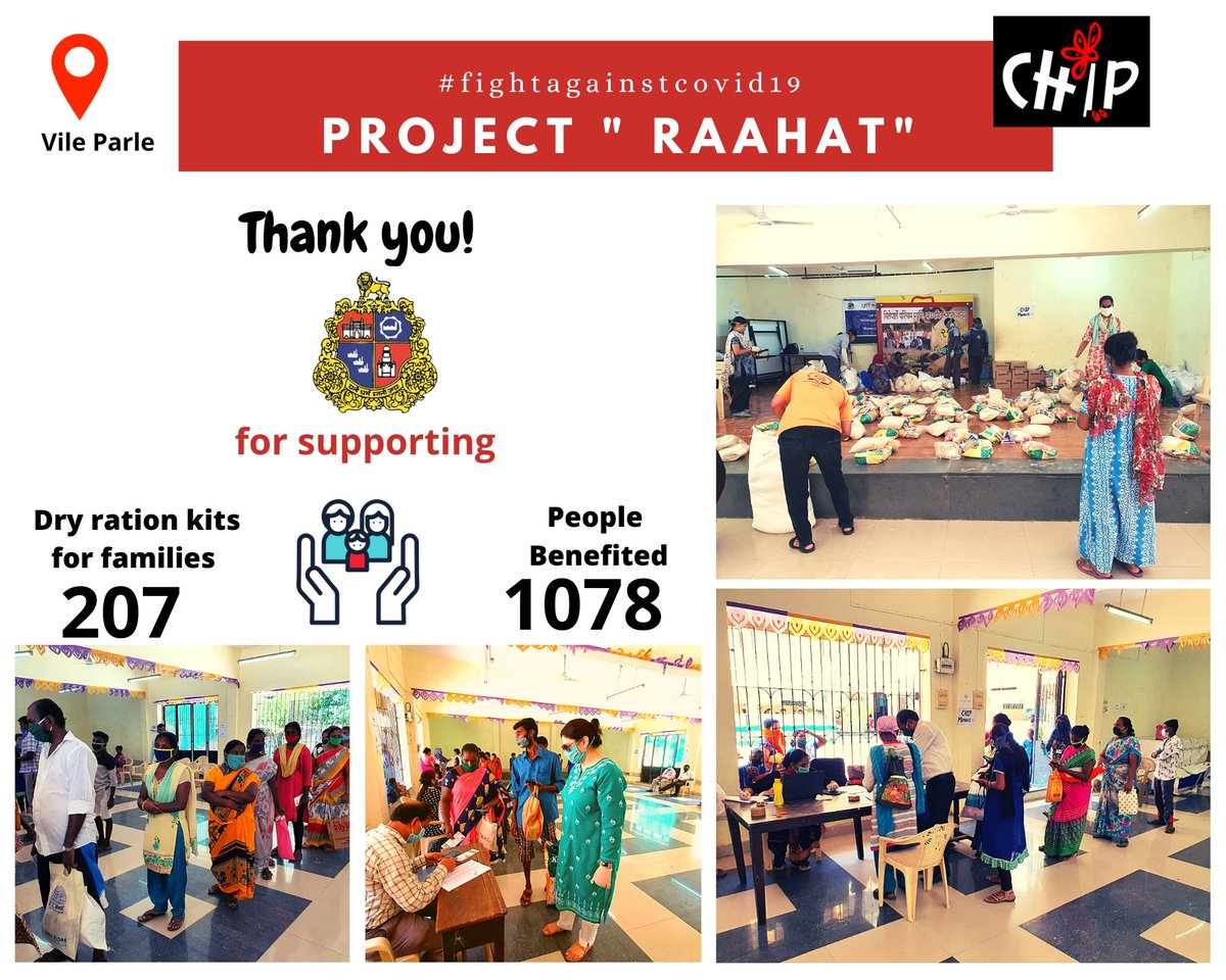 CHIP_IND's tweet photo. More 270 Ration kits have been distributed to the parents of Manilal Sunderji Tamil Municipal School, Vile Parle donated by @mybmc. Thank you supporting #Projectraahat https://t.co/1EHLWxg7KM
