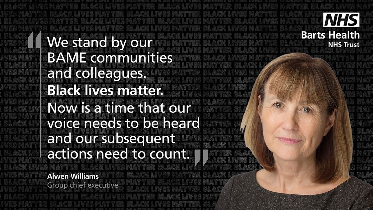 Alwen Williams (<a href="/A_WilliamsNHS/">Dame Alwen Williams</a>), Group Chief Executive, shares how we're committed to becoming an inclusive organisation: ➡️ orlo.uk/tjuy6

#WeStandTogether #BlackLivesMatter 🖤 

Follow this thread below throughout the day. 👇
