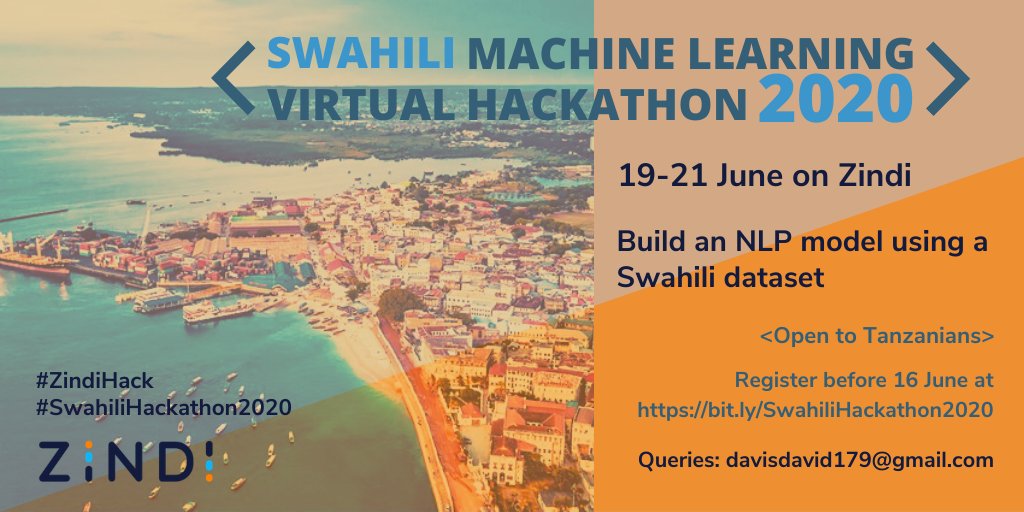 Davis_McDavid's tweet image. #AI is emerging as the most important technology in a new wave of digital innovation that is transforming industries around the world.

Join SWAHILI Machine Learning Virtual Hackathon in June 2020. Register at bit.ly/SwahiliHackath…

#SwahiliHackathon2020 #ZindiHack #Tanzania