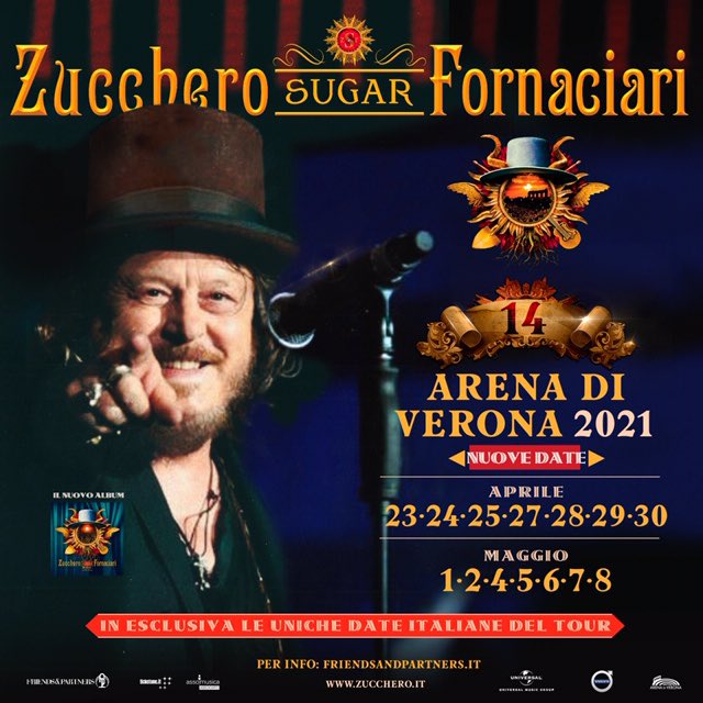 ZuccheroSugar's tweet photo. RINVIATI AD APRILE E MAGGIO 2021 I 14 SHOW IN ANTEPRIMA ESCLUSIVA DEL D.O.C. WORLD TOUR ALL’ARENA DI VERONA
https://t.co/5dXeICx11k
#DOCWorldTour #DOC #ZuccheroDOC #ZuccheroArena2021 @fepgrouplive https://t.co/G4CCvdrFuy