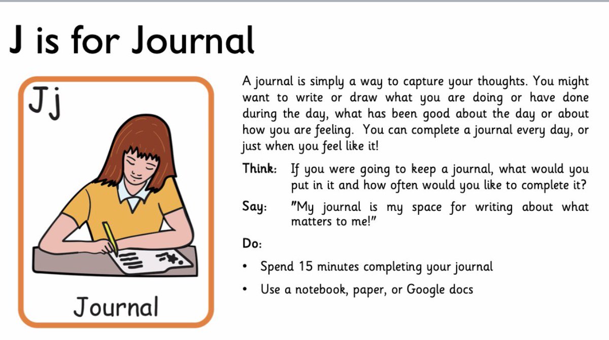 ValleyPSKdy's tweet photo. 🌟J is for JOURNAL
This is the 10th letter for our #resilienceJune from the #resiliencealphabet from @EducationScot 
👉 Can you write down some #thoughts,  #feelings or #wishes today? https://t.co/HpOXwoK8sk