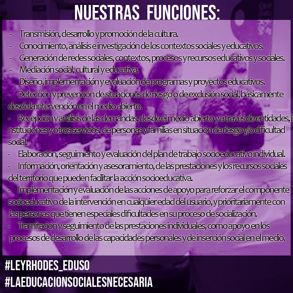 CEESCYL's tweet image. NO NECESITAMOS UN PERFIL LABORAL QUE YA EXISTE. DECIMOS NO AL INTRUSISMO.

#LeyRhodes_Eduso #LaEducacionSocialESNecesaria