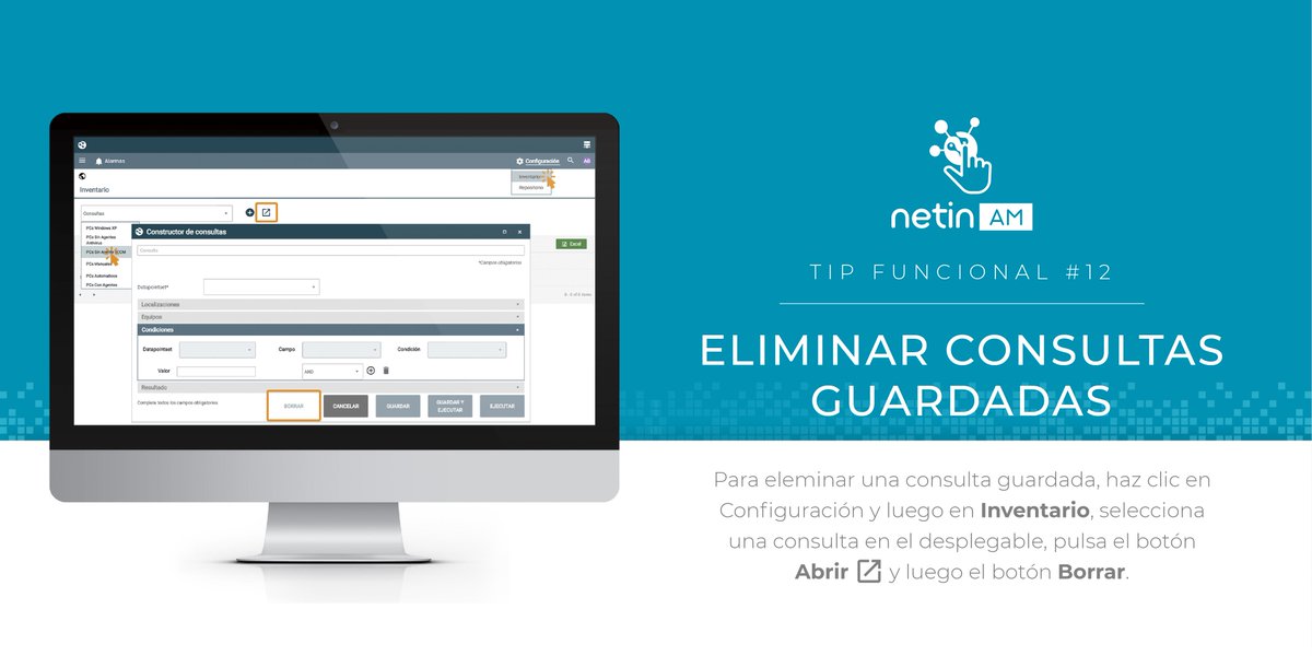 netinsystems's tweet photo. 📣Tip #NetinAM nº12 ➡️ Con #NetinAM puedes gestionar tus consultas y eliminar las que ya no necesites.

#IoT #GestiónDeActivos #AssetsManagement #Industria40 https://t.co/MNgO404Qkl